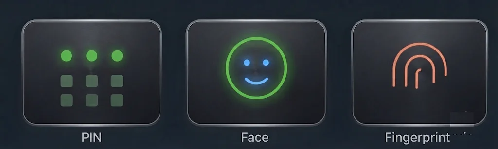 Options de connexion Windows Hello : PIN, reconnaissance faciale, empreinte digitale